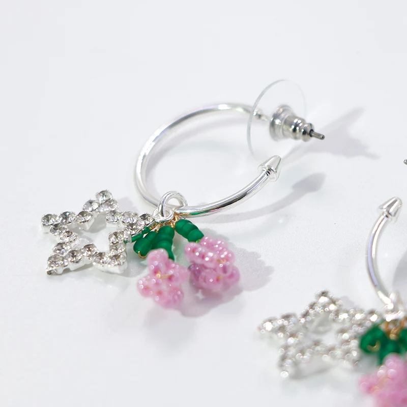 Estrelas e contas de diamantes brincos de flores
