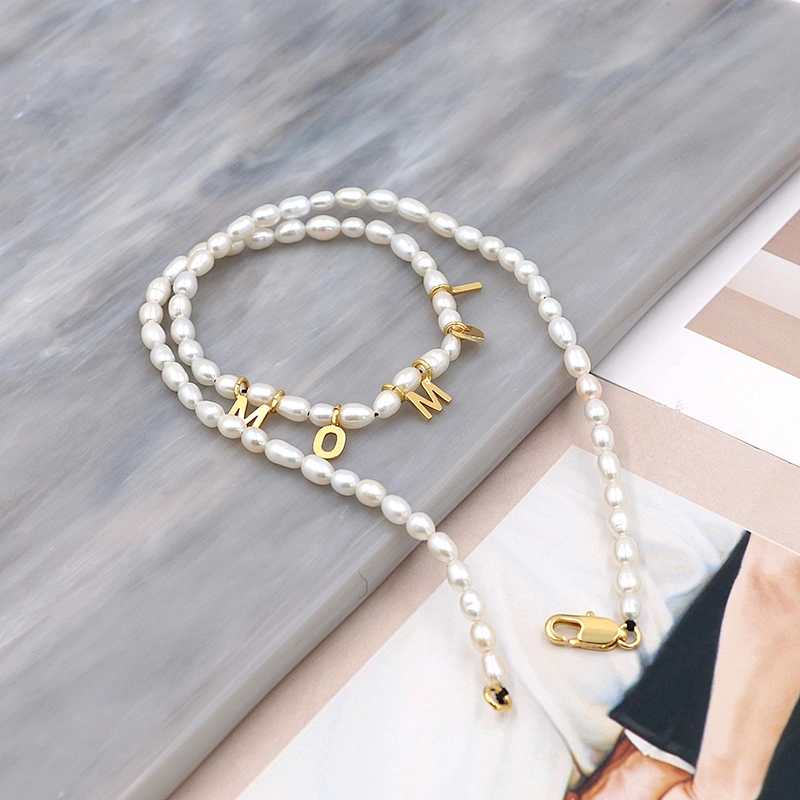 Freshwater Pearl Necklace with Custom Letter Charms