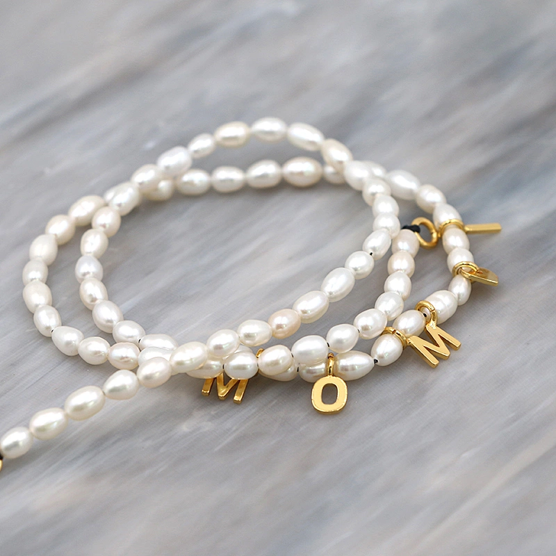 Freshwater Pearl Necklace with Custom Letter Charms