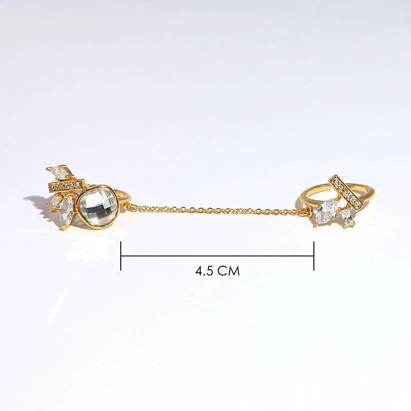 Elegant Chain Double Ring With Gold Plated