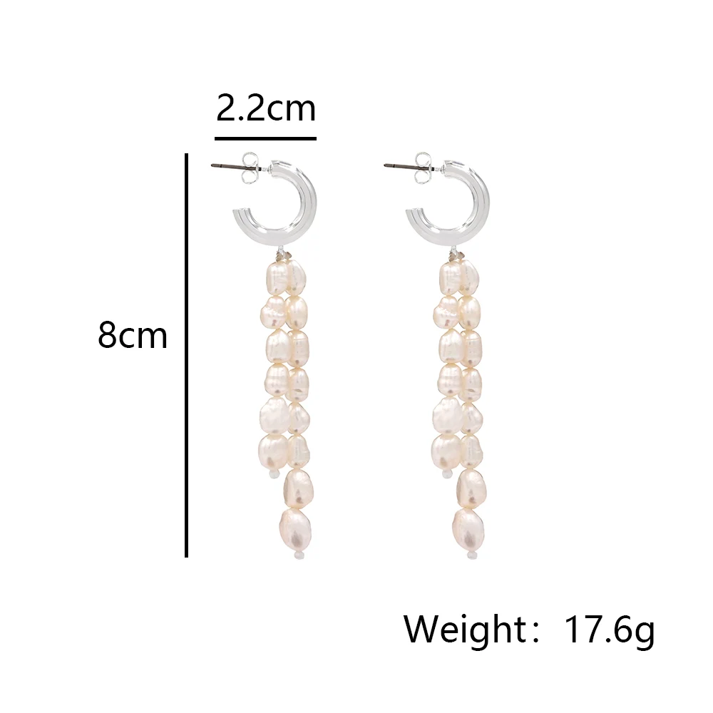 Double Pearl Tassel Earrings