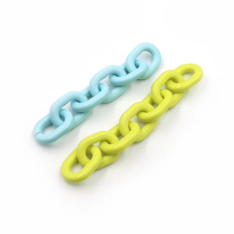 Blue Lemon Irion Colored Bag Chain with light blue and bright yellow acetate links